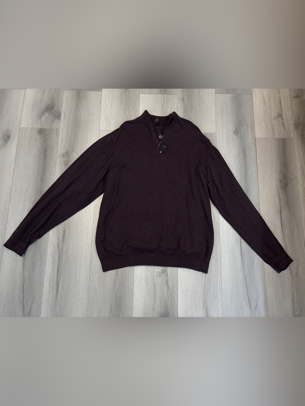 Point Zero Black Label Mens XL Sweater Mock Neck 1/4 Zip Button Plum Burgundy